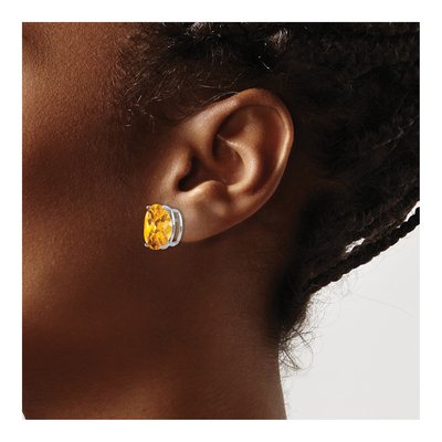 14K White Gold Citrine Oval Stud Earrings – view 4