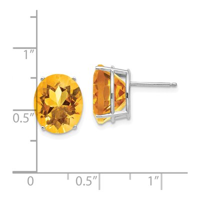 14K White Gold Citrine Oval Stud Earrings – view 5