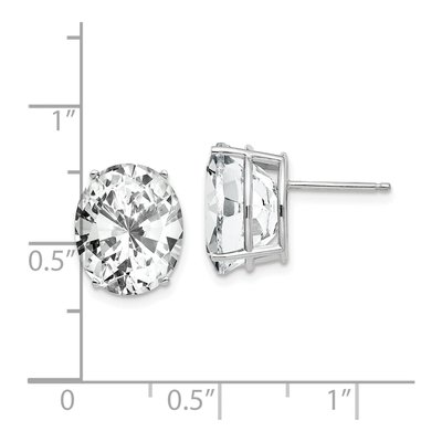 14K White Gold CZ Oval Stud Earrings – view 4