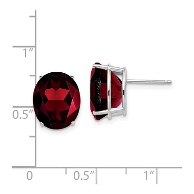 14K White Gold Garnet Oval Stud Earrings – view 4