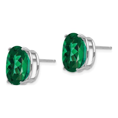 14K White Gold Lab-Created Helenite Mount St Helens Oval Stud Earrings – view 2