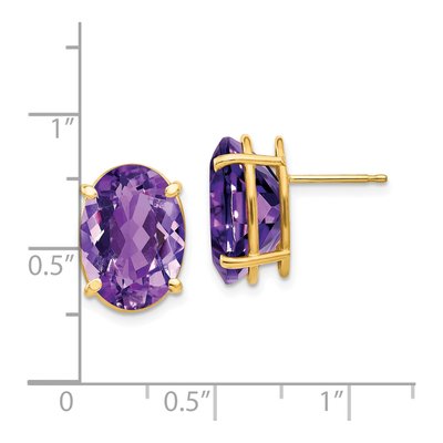 14K Yellow Gold Amethyst Oval Stud Earrings – view 4