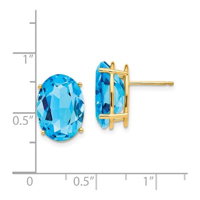 14K Yellow Gold Swiss Blue Topaz Oval Stud Earrings – view 4