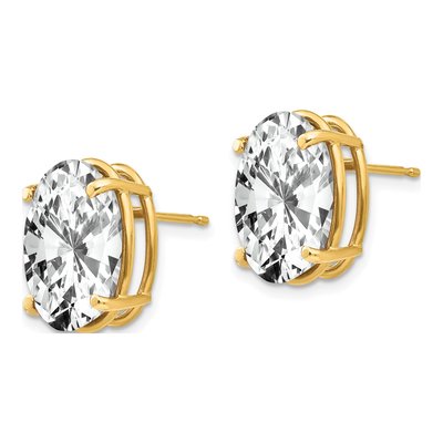 14K Yellow Gold CZ Oval Stud Earrings – view 2
