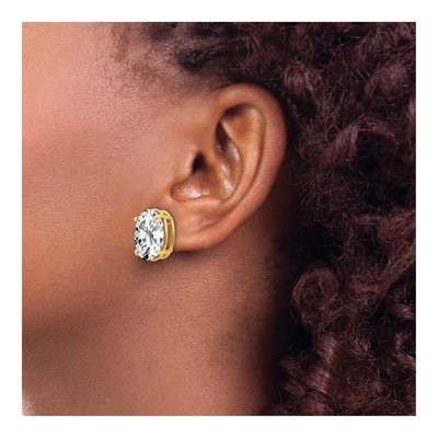 14K Yellow Gold CZ Oval Stud Earrings – view 3