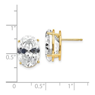 14K Yellow Gold CZ Oval Stud Earrings – view 4