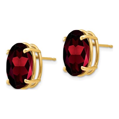 14K Yellow Gold Garnet Oval Stud Earrings – view 2