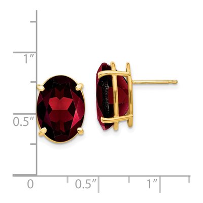 14K Yellow Gold Garnet Oval Stud Earrings – view 4