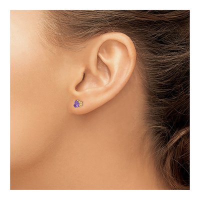 14K Yellow Gold 5mm Amethyst Trillion Stud Earrings – view 3