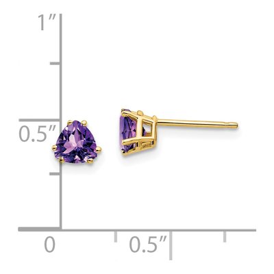 14K Yellow Gold 5mm Amethyst Trillion Stud Earrings – view 4
