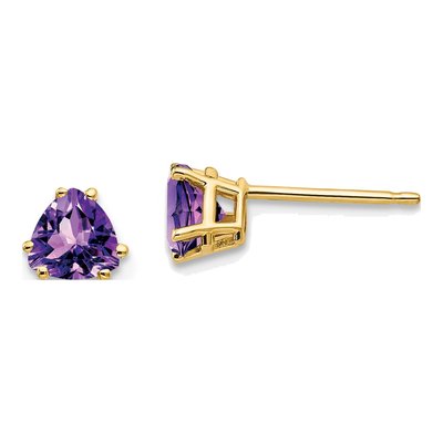 14K Yellow Gold 5mm Amethyst Trillion Stud Earrings