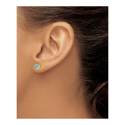 14K Yellow Gold 5mm Swiss Blue Topaz Trillion Stud Earrings – view 4