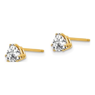 14K Yellow Gold 5mm CZ Trillion Stud Earrings – view 2