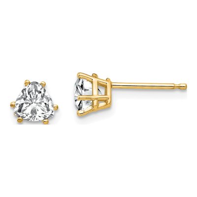 14K Yellow Gold 5mm CZ Trillion Stud Earrings