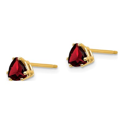 14K Yellow Gold 5mm Garnet Trillion Stud Earrings – view 2