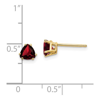 14K Yellow Gold 5mm Garnet Trillion Stud Earrings – view 4