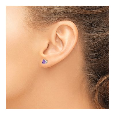 14K White Gold 5mm Amethyst Trillion Stud Earrings – view 3