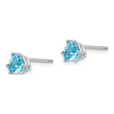 14K White Gold 5mm Swiss Blue Topaz Trillion Stud Earrings – view 2
