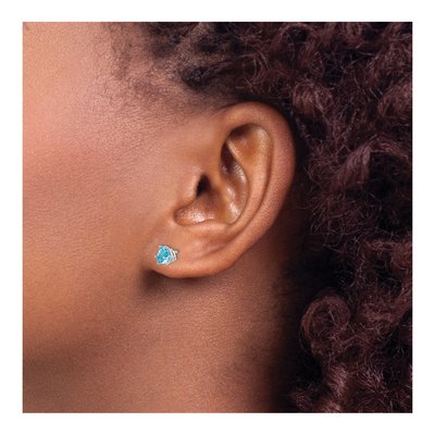 14K White Gold 5mm Swiss Blue Topaz Trillion Stud Earrings – view 3