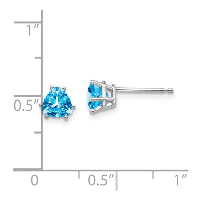 14K White Gold 5mm Swiss Blue Topaz Trillion Stud Earrings – view 4