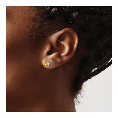 14K White Gold 5mm Citrine Trillion Stud Earrings – view 3