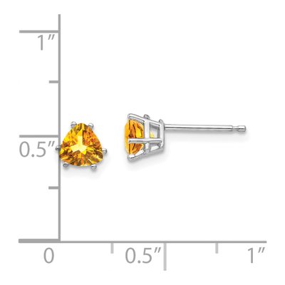 14K White Gold 5mm Citrine Trillion Stud Earrings – view 4