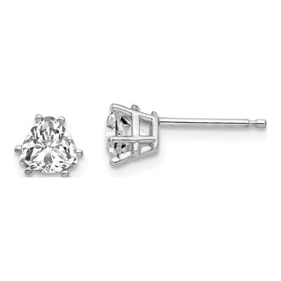 14K White Gold 5mm CZ Trillion Stud Earrings