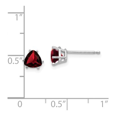 14K White Gold 5mm Garnet Trillion Stud Earrings – view 4