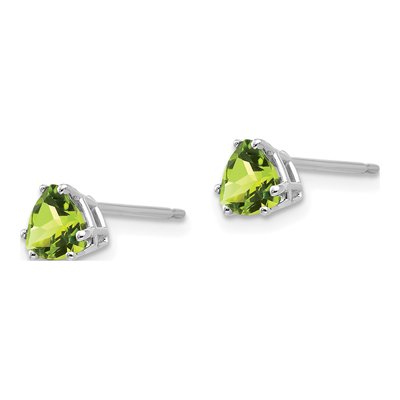 14K White Gold 5mm Peridot Trillion Stud Earrings – view 2