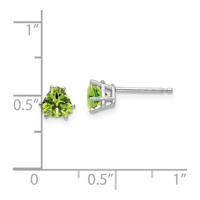 14K White Gold 5mm Peridot Trillion Stud Earrings – view 4