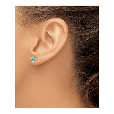 14K Yellow Gold 6mm Swiss Blue Topaz Trillion Stud Earrings – view 4