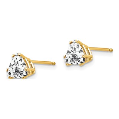14K Yellow Gold 6mm CZ Trillion Stud Earrings – view 2