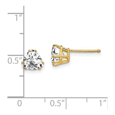 14K Yellow Gold 6mm CZ Trillion Stud Earrings – view 4