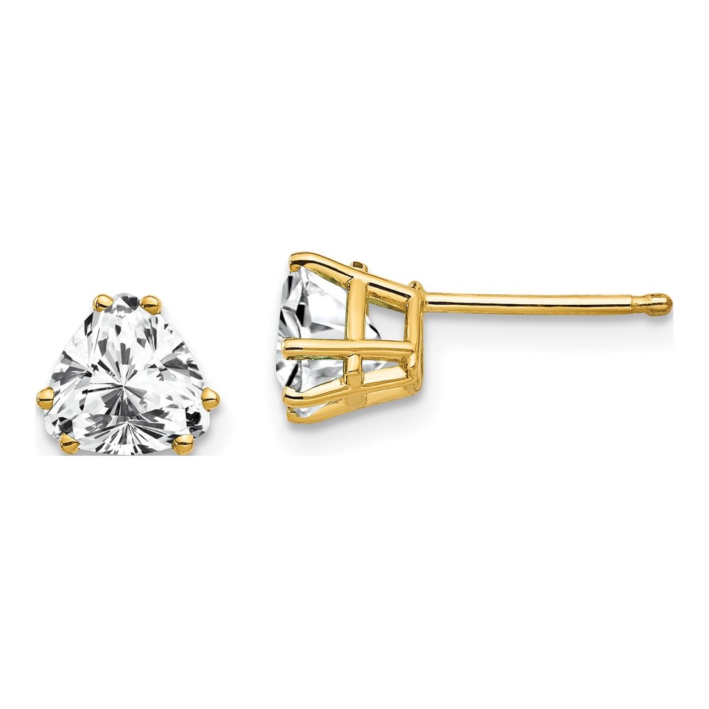 14K Yellow Gold 6mm CZ Trillion Stud Earrings