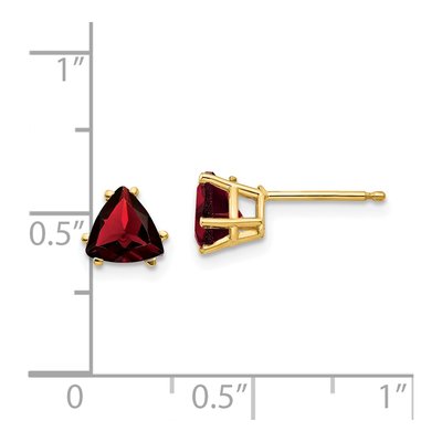 14K Yellow Gold 6mm Garnet Trillion Stud Earrings – view 5