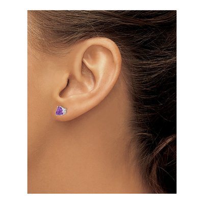 14K White Gold 6mm Amethyst Trillion Stud Earrings – view 4
