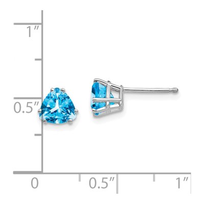 14K White Gold 6mm Swiss Blue Topaz Trillion Stud Earrings – view 5