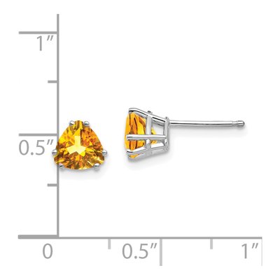 14K White Gold 6mm Citrine Trillion Stud Earrings – view 4