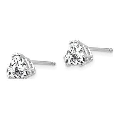 14K White Gold 6mm CZ Trillion Stud Earrings – view 2