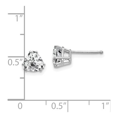14K White Gold 6mm CZ Trillion Stud Earrings – view 4