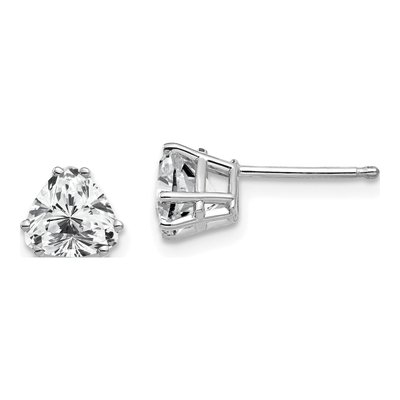 14K White Gold 6mm CZ Trillion Stud Earrings