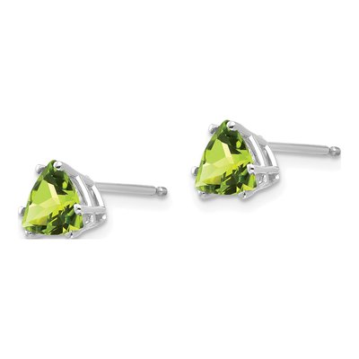 14K White Gold 6mm Peridot Trillion Stud Earrings – view 2