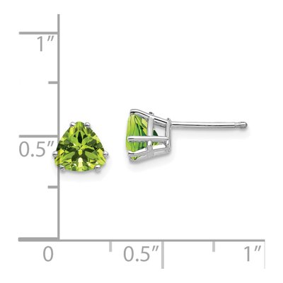 14K White Gold 6mm Peridot Trillion Stud Earrings – view 4