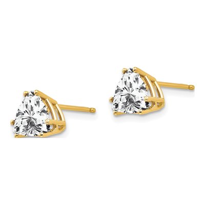 14K Yellow Gold 7mm CZ Trillion Stud Earrings – view 2