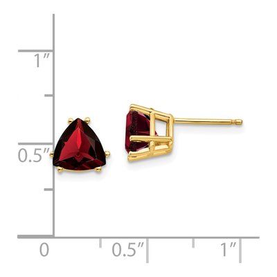 14K Yellow Gold 7mm Garnet Trillion Stud Earrings – view 4