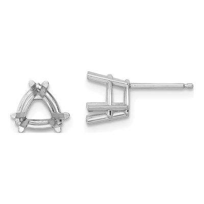 14K White Gold Trillion Earring Mounting