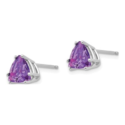 14K White Gold 7mm Amethyst Trillion Stud Earrings – view 3
