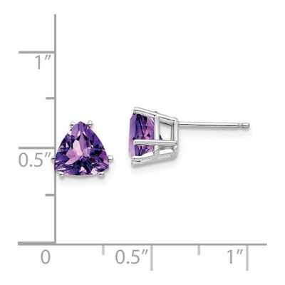 14K White Gold 7mm Amethyst Trillion Stud Earrings – view 5
