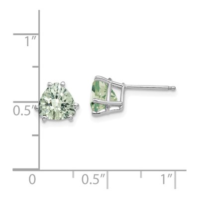 14K White Gold 7mm Green Quartz Trillion Stud Earrings – view 4