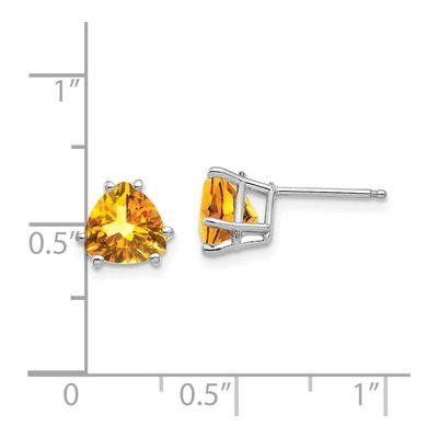 14K White Gold 7mm Citrine Trillion Stud Earrings – view 4